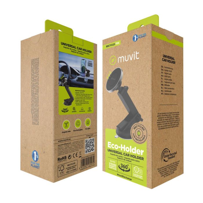 muvit for change soporte coche universal ventosa magnético negro 3