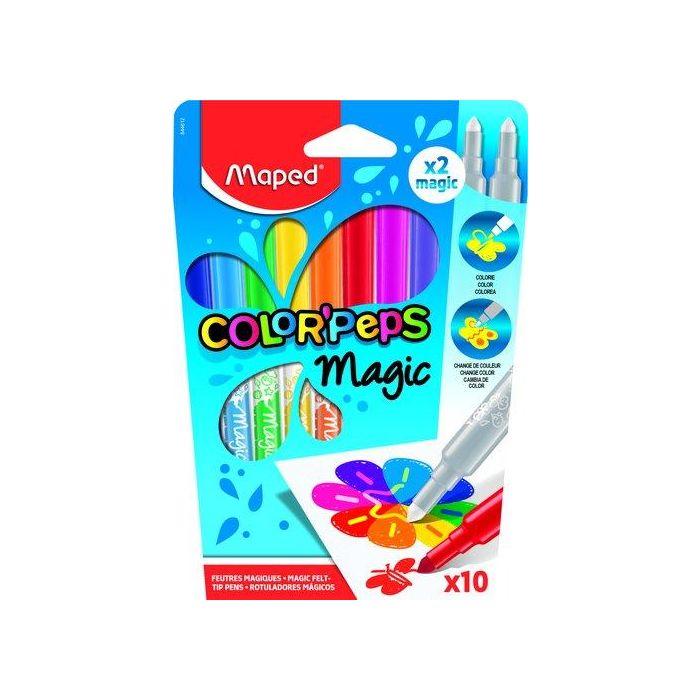 Rotulador Fibra Maped Color´Peps Magic Estuche De 10 (Set de 12)