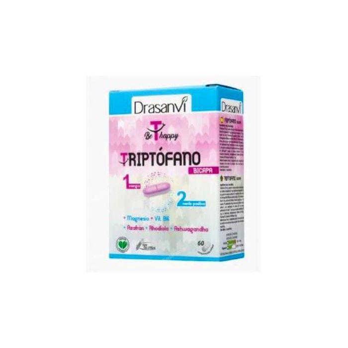 DRASANVI Triptófano Bicapa con Magnesio, Azafrán, Rhodiola, Ashwagandha y Vitamina B6 60 Comprimidos Liberación Prolongada
