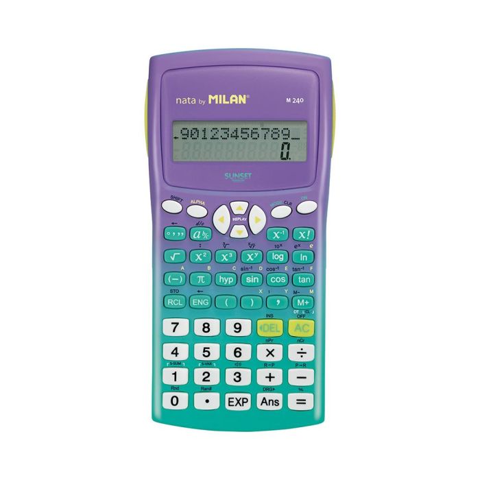 Milán Calculadora Científica m240 Sunset Verde, 240 Funciones, Pantalla 2 Líneas, Color Turquesa y Lila 0 Milán Calculadora Científica m240 Sunset Verde, 240 Funciones, Pantalla 2 Líneas, Color Turquesa y Lila 0