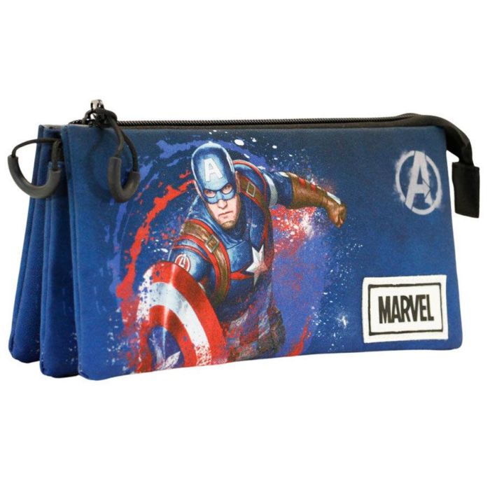 KARACTERMANIA Portatodo Capitán América Marvel triple 23x11x10cm con tres compartimentos
