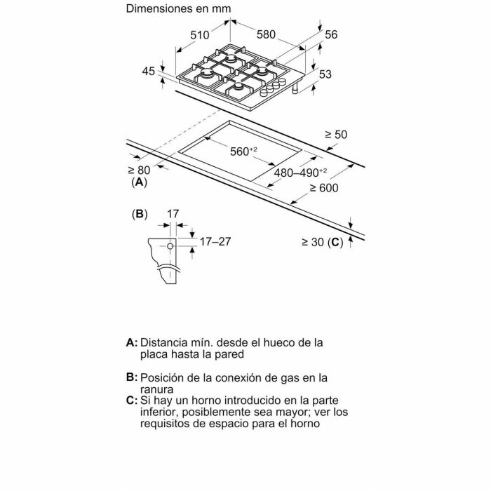 Placa de Gas Balay 3ETX463BB 60 cm 1 Placa de Gas Balay 3ETX463BB 60 cm 1