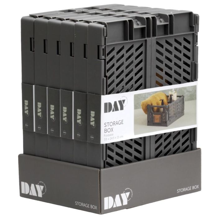 Day Caja Plegable 33x24,5 cm Dark Grey 10 L Almacenaje Apilable Resistente 20 kg 3 Day Caja Plegable 33x24,5 cm Dark Grey 10 L Almacenaje Apilable Resistente 20 kg 3