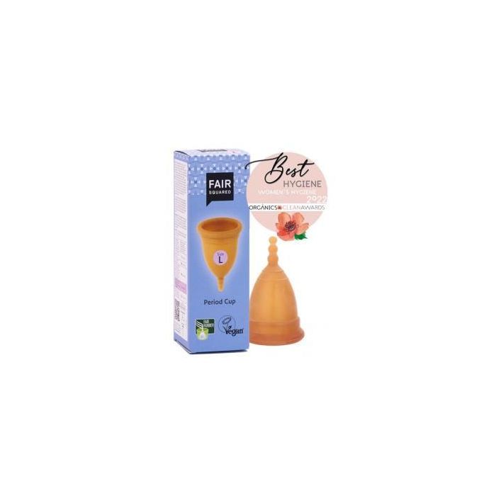 FAIR SQUARED Copa Menstrual de Látex 100% Natural, Suave, Reutilizable, Talla L (16 ml) – Sin Plástico ni Silicona