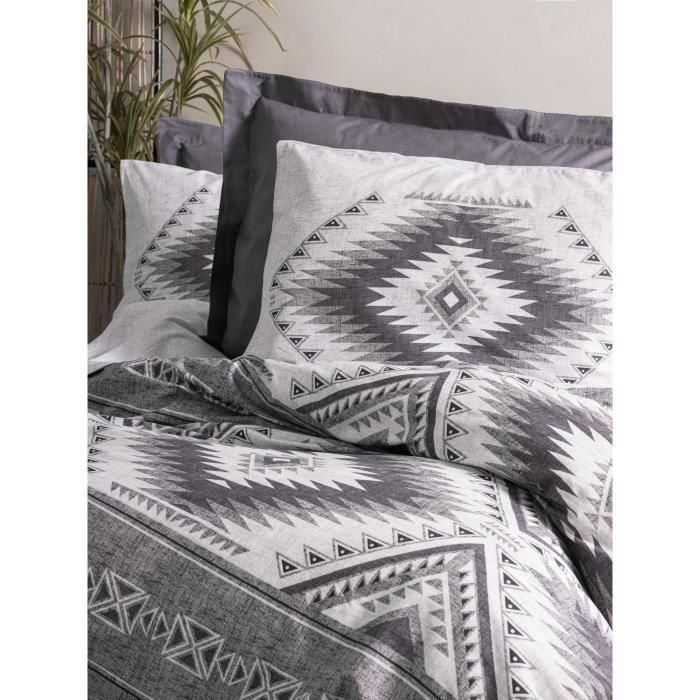 Juego de cama - 1 funda nórdica 220x240 cm + 2 fundas de almohada 60x60 cm - 100% algodón - Antracita 1 Juego de cama - 1 funda nórdica 220x240 cm + 2 fundas de almohada 60x60 cm - 100% algodón - Antracita 1