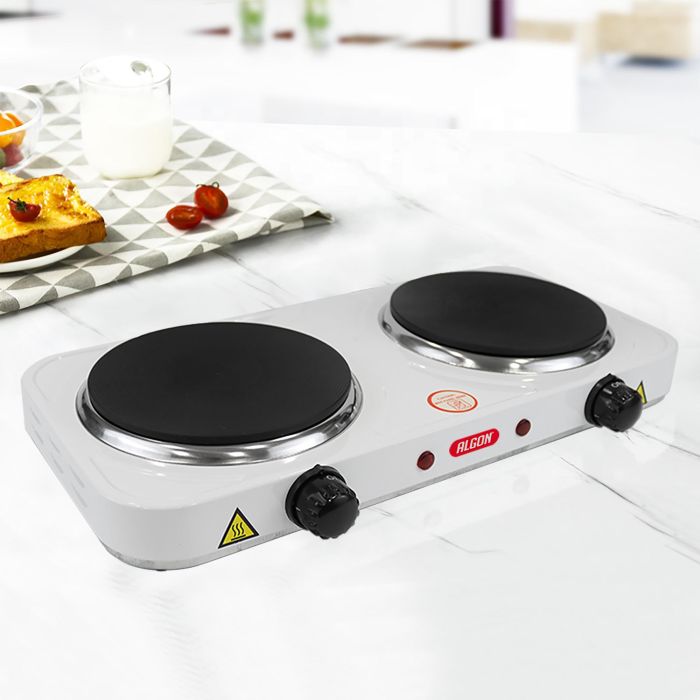 Algon Bbq Cocina Eléctrica 2 Placas 1000W 43.5 cm Largo x 23.5 cm Ancho x 6 cm Alto 1