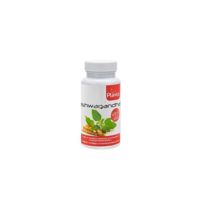 Plantis Ashwagandha 60 Cápsulas. Adaptógeno, contribuye a función normal del sistema nervioso y psicológica con Cobre y Vitamina C