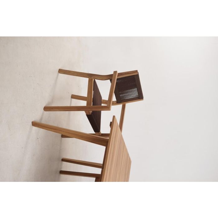 DKD Home Decor Set de 5 Mesas Terraza y Jardín Marrón Teca y Cuerda 90 x 75 x 90 cm 2