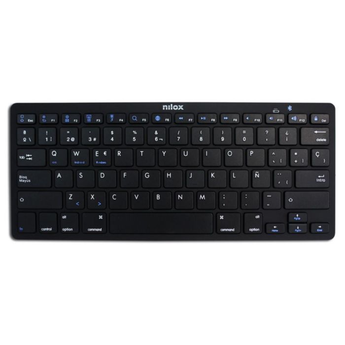 Nilox NXKB01B Teclado Bluetooth Negro con 14 Teclas Multimedia, Español, 10m Alcance