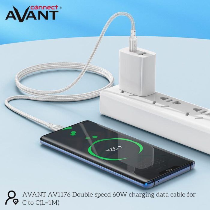 AVANT CONNECT Cable de carga rápida trenzado USB A a USB C 1m 60W PD