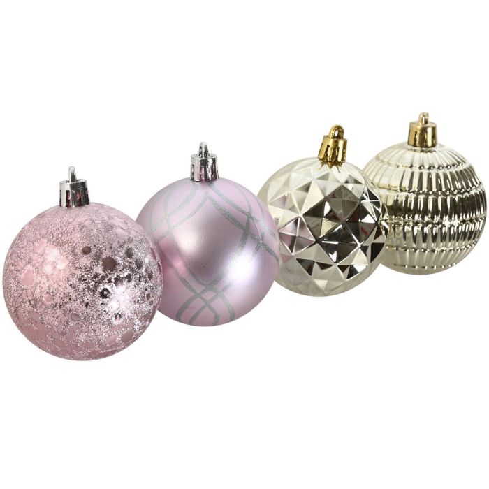 Bola Decoracion Navidad Fantasia DKD Home Decor Rosa 6 x 25 x 25 cm Set de 40 3