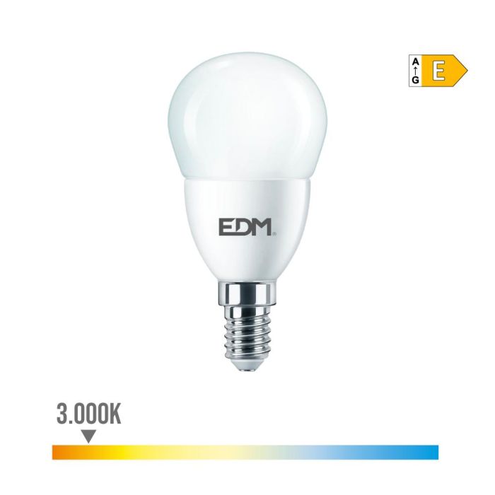Edm Bombilla esférica LED E14 7W 806lm 3000K luz cálida Ø4,8x9,5cm