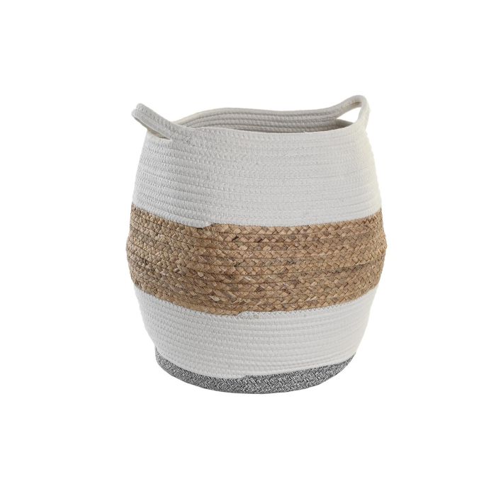 DKD Home Decor Cesta de Almacenamiento Hecha a Mano de Fibra y Algodón Blanco Natural 30 Ancho x 30 Largo x 40 Alto cm 0 DKD Home Decor Cesta de Almacenamiento Hecha a Mano de Fibra y Algodón Blanco Natural 30 Ancho x 30 Largo x 40 Alto cm 0