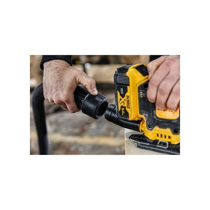 DeWALT DCW200NT-XJ Lijadora de Hoja Orbital a Batería 18V sin Escobillas, Velocidad Variable 8000-13500 OPM, Ø Orbital 1.6 mm, Incluye Adaptador para Aspiración 8