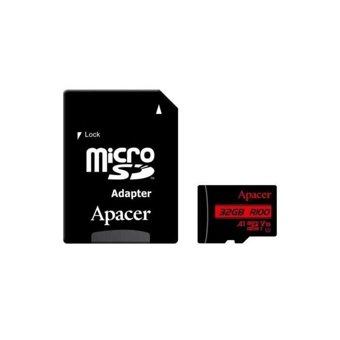 Apacer AP32GMCSH10UB-R Tarjeta de Memoria microSDHC 32GB UHS-I Clase 10 A1 V10 hasta 100MB/s con Adaptador SD 1