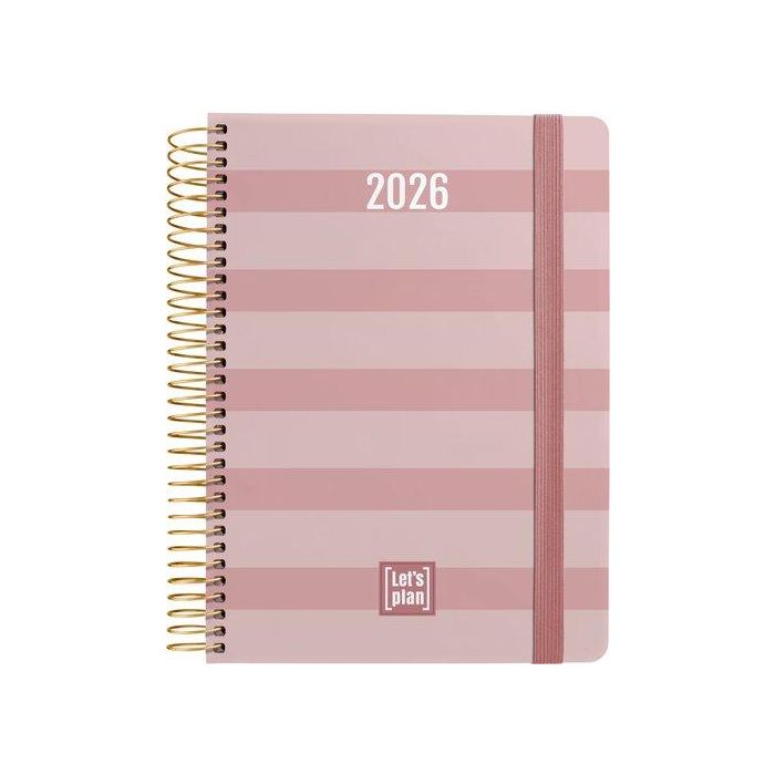 Agenda Anual (2026) Grafoplas Design Espiral Tapa Extra Con Goma A5 210X150 D/P Stripes