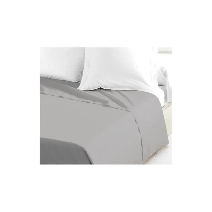 Lovely Home Sábana plana 100% algodón 54 hilos 240x300 cm gris claro para cama de matrimonio Certificado Oeko-Tex 1