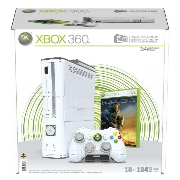 MEGA BLOKS Hww15 Consola Xbox 360 Réplica para Construir Coleccionable escala 3:4 con Luces, Mando y Disco Duro Interactivo, Detalles Auténticos 1