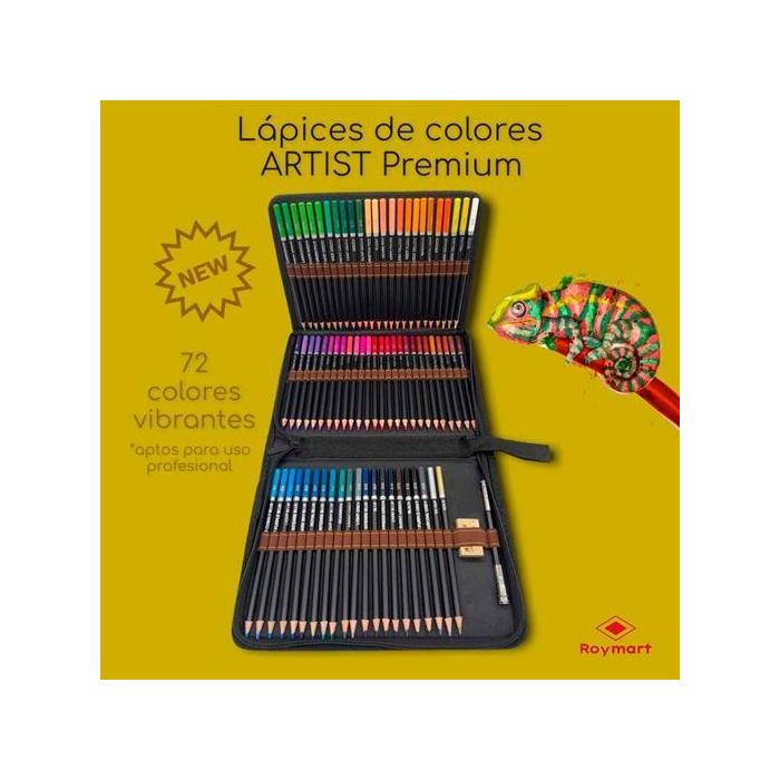 Roymart Lápices De Colores Artist Premium Con Goma + Extensor C-Surtidos Estuche 72 Ud