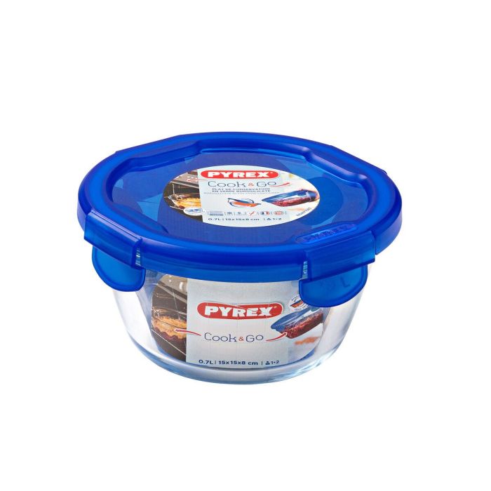 Fiambrera Hermética Pyrex Cook & go 15,5 x 15,5 x 8,5 cm Azul 700 ml Vidrio (6 Unidades) 1