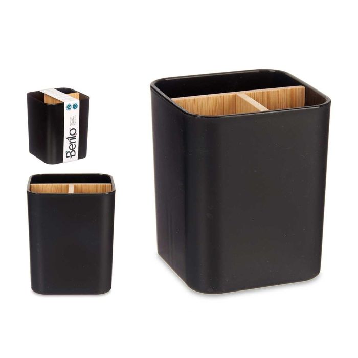 Organizador Cuadrado 3 Huecos Bambú Negro Berilo 9x11x9 cm (6 Unidades) Organizador Cuadrado 3 Huecos Bambú Negro Berilo 9x11x9 cm (6 Unidades)