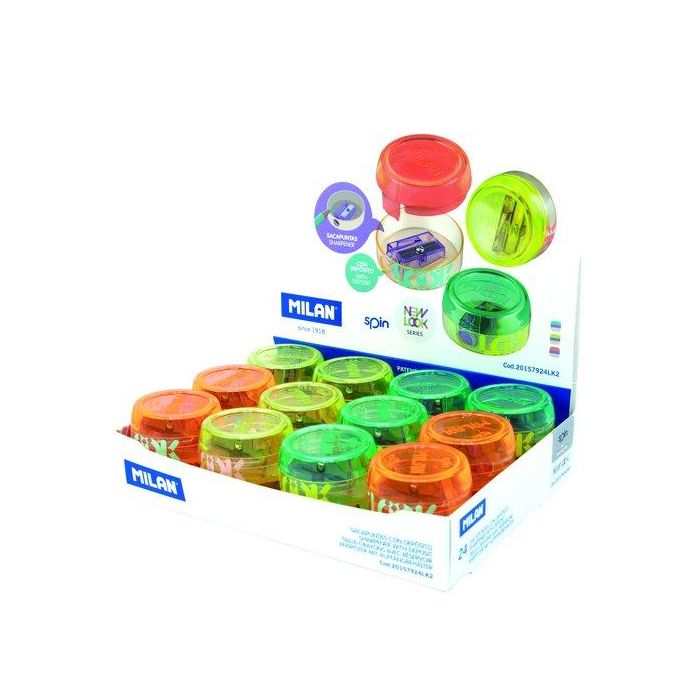 Afilalapiz Milan Spin 1 Uso Con Deposito Surtido Expositor De 24
