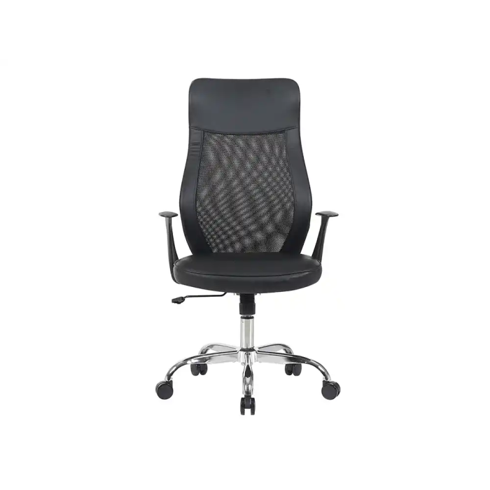 Q-connect Silla Direccion Bergamo Malla/Similpiel Negro, Altura Max 1210mm, Anchura 520mm, Profundidad 480mm, Ruedas Premium 2