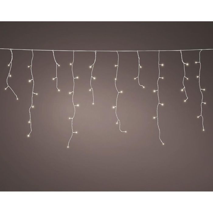 Cortina led de carámbano connect (interconectable) multifunción 250 leds luz cálida con efecto intermitente exterior blanco 7,35 m