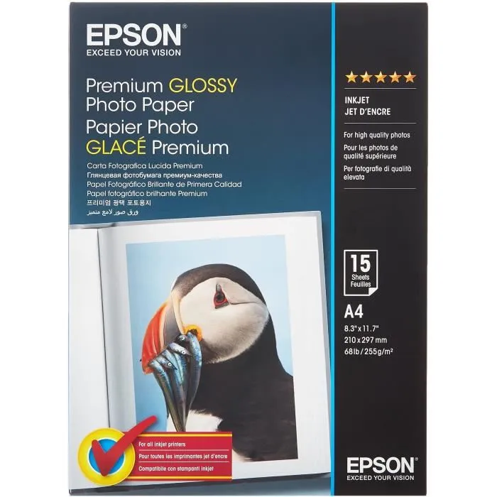 Epson Papel Premium Glossy Photo 255 gr, A4, 15h. Promocion 2x1 3