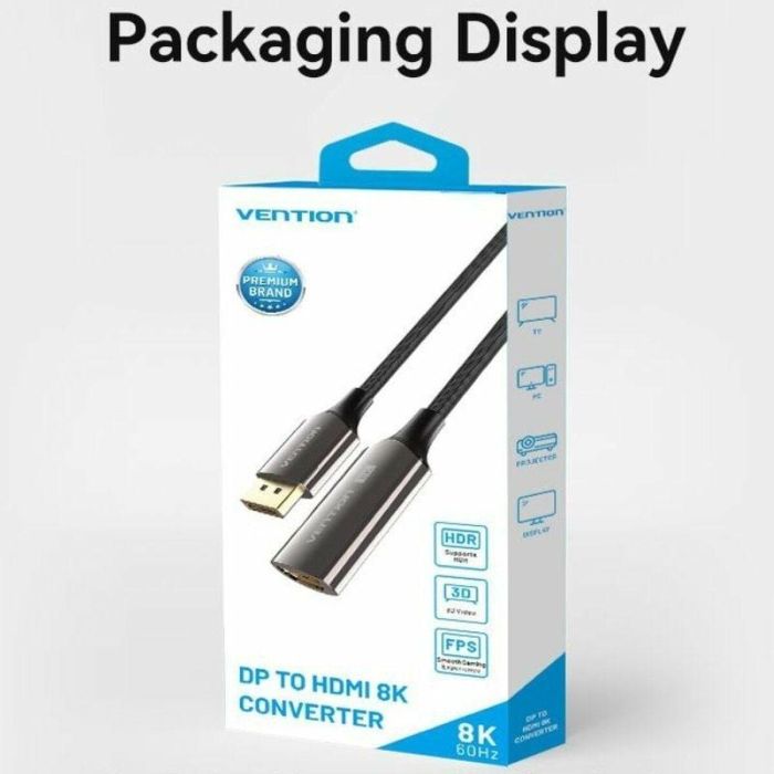 Cable DisplayPort a HDMI Vention HFNBC Negro 1 Cable DisplayPort a HDMI Vention HFNBC Negro 1