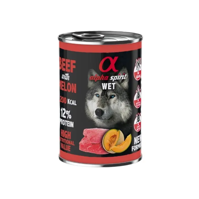 Alpha Spirit Alimento Húmedo para Perros Adultos Ternera con Melón Lata 6x400g