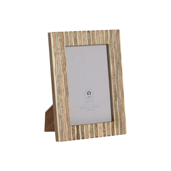 DKD Home Decor Marco de Fotos Moderno de Madera de Mango y Cristal Natural 10x15 cm con Rayas 1.8 x 19 x 14 cm
