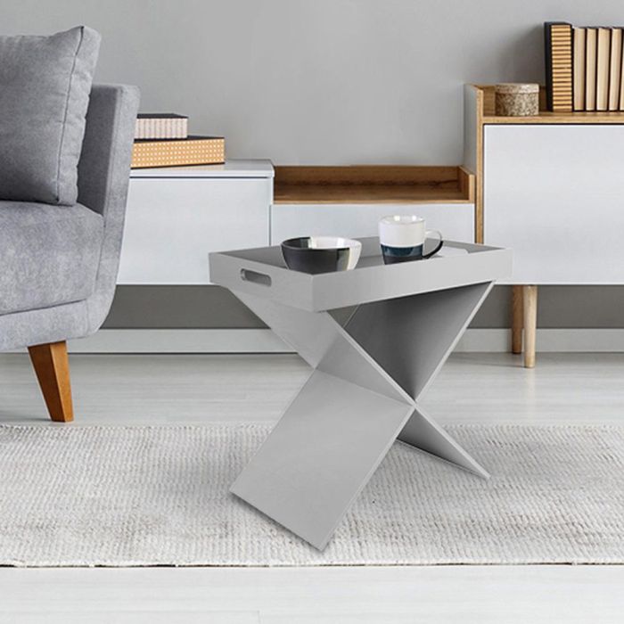 Home Deco Factory Mesa Bandeja Desmontable Gris 46x32 cm h.48,5 cm 3