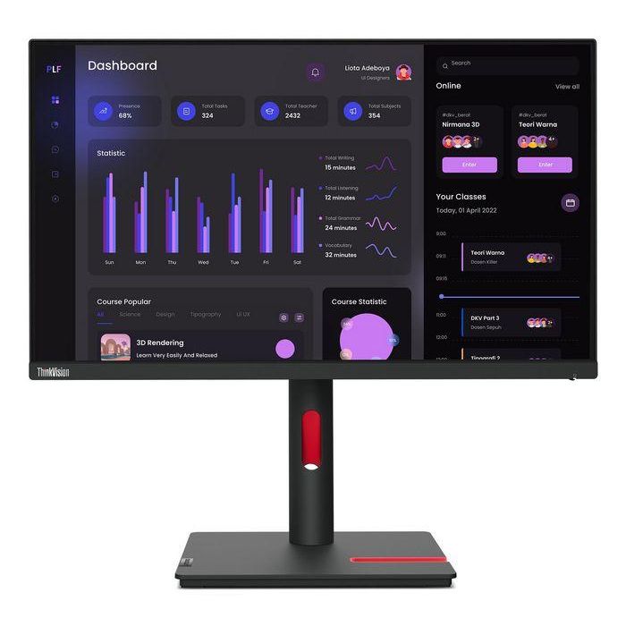 Lenovo 23.8" 16:9 In-Plane Switching 1920 x 1080, 0.275x0.275 mm, 93 dpi, 1000:1, 250 cd/m² Lenovo 23.8" 16:9 In-Plane Switching 1920 x 1080, 0.275x0.275 mm, 93 dpi, 1000:1, 250 cd/m²