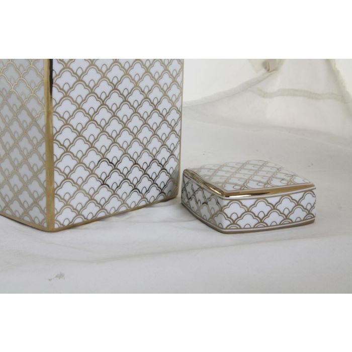 DKD Home Decor Jarrón Glam Blanco Dorado Porcelana 15.5 x 22 x 15.5 cm (2 Unidades) 1 DKD Home Decor Jarrón Glam Blanco Dorado Porcelana 15.5 x 22 x 15.5 cm (2 Unidades) 1