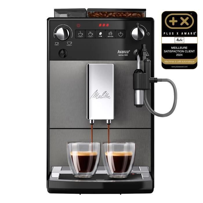 Melitta Avanza F270-100 Cafetera con Depósito de agua de 1,5 L, Depósito de granos de 250 g, 1450 W, Gris titanio