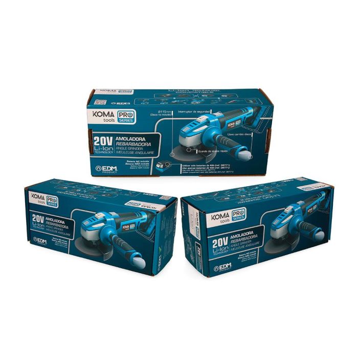 Koma Tools Amoladora 20V Ø115mm 9500 rpm, Mango Adicional y Llave Incluidos, Sin Batería ni Cargador 2 Koma Tools Amoladora 20V Ø115mm 9500 rpm, Mango Adicional y Llave Incluidos, Sin Batería ni Cargador 2