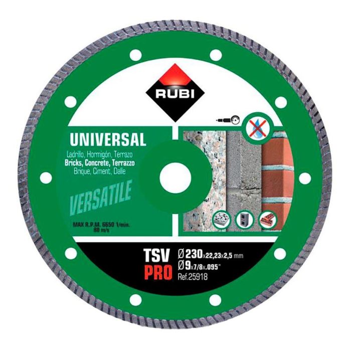 Rubi Disco diamantado TSV Ø230mm Pro R25918 para corte de ladrillo, terrazo, hormigón 0 Rubi Disco diamantado TSV Ø230mm Pro R25918 para corte de ladrillo, terrazo, hormigón 0
