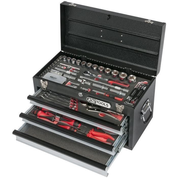 KS TOOLS Caja de herramientas ULTIMATE equipada con 3 cajones, bandeja, 114 piezas y cerradura de seguridad 0 KS TOOLS Caja de herramientas ULTIMATE equipada con 3 cajones, bandeja, 114 piezas y cerradura de seguridad 0