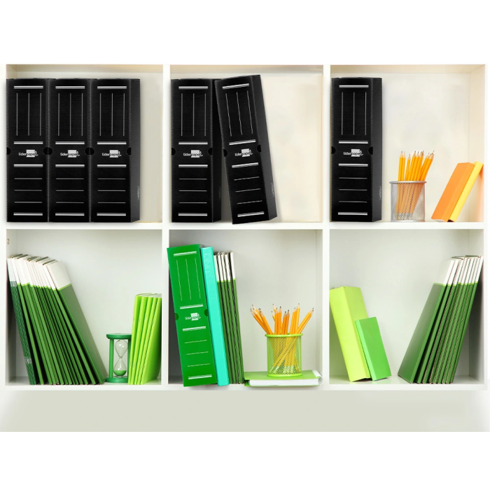 Liderpapel Caja archivo definitivo plástico lomo 100 mm negro 360x100x260 mm 1