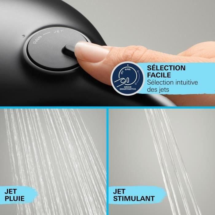 Columna de ducha con mezclador termostático - Ahorro de agua - GROHE Vitalio Comfort 250 - Negro mate - 266962431 4 Columna de ducha con mezclador termostático - Ahorro de agua - GROHE Vitalio Comfort 250 - Negro mate - 266962431 4