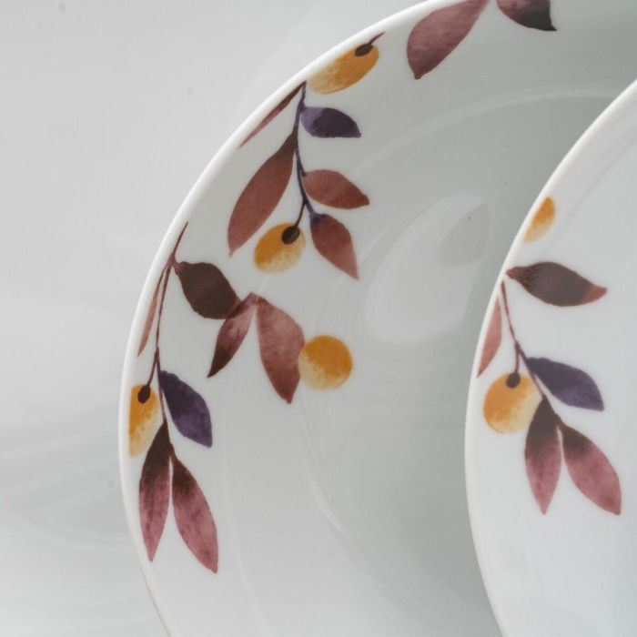 Vajilla Blanco Multicolor Porcelana Hojas 1 cm 37 x 23 x 30 cm 18 Piezas 6