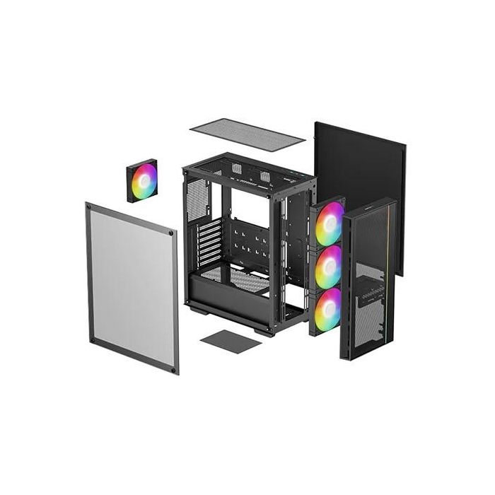 Deepcool MATREXX 55 Mesh V4 C Midi Tower Schwarz Negro ATX, Micro ATX, Mini-ITX para Juego con Ventana Lateral y Panel de Vidrio Templado 3