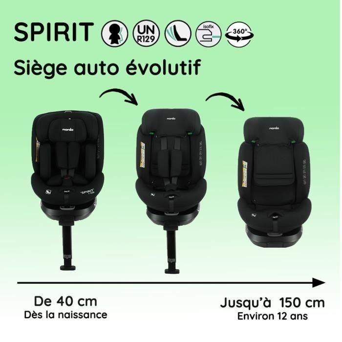 Nania NAN3507460234398 Silla de coche Isofix R129 Spirit 40-150 cm Giratoria De Espaldas a la Marcha Reclinable Negra 3