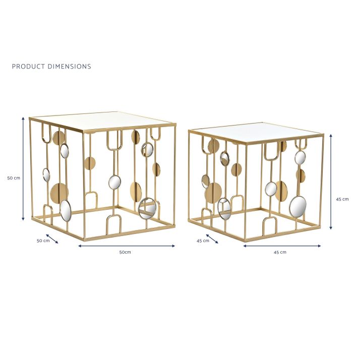 Mesita Auxiliar Glam DKD Home Decor Dorado 50 x 50 x 50 cm Set de 2 3