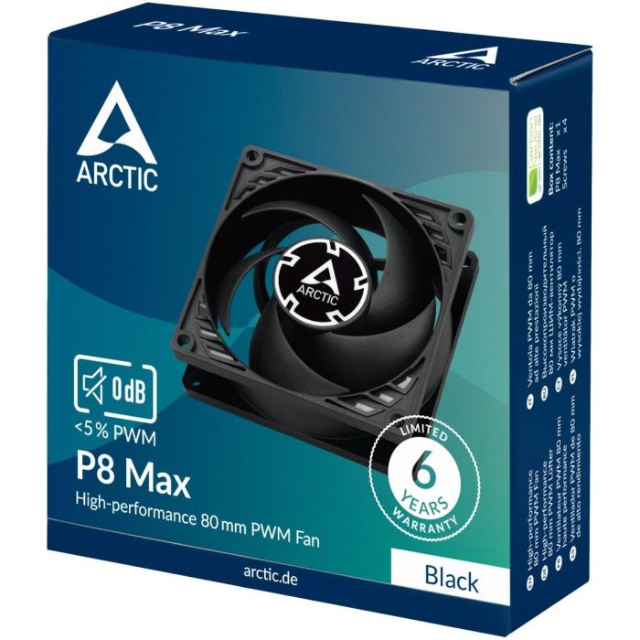 ARCTIC Lüfter P8 80*80*25 Max-80mm PWM regulated (Black) 5