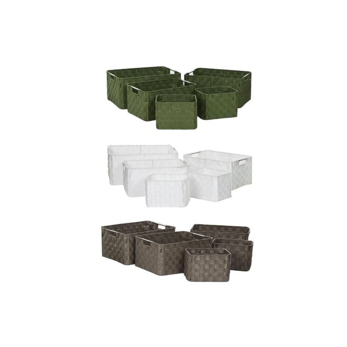 Juego de Cestas Home ESPRIT Verde Gris Crema Metal Polipropileno (3 Unidades) 1
