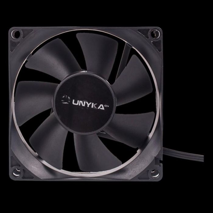 Unykach 51786 Ventilador Caja 80mm Silencioso 19dB para PC, 2000 RPM, 3 pines, Negro 1 Unykach 51786 Ventilador Caja 80mm Silencioso 19dB para PC, 2000 RPM, 3 pines, Negro 1