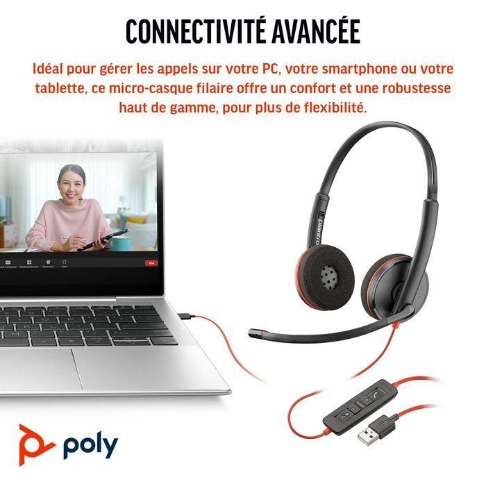 Poly C3220 Blackwire Auriculares USB-C Profesionales con Micrófono Flexible, Audio de Calidad y Ajuste Cómodo (Bulk) 1
