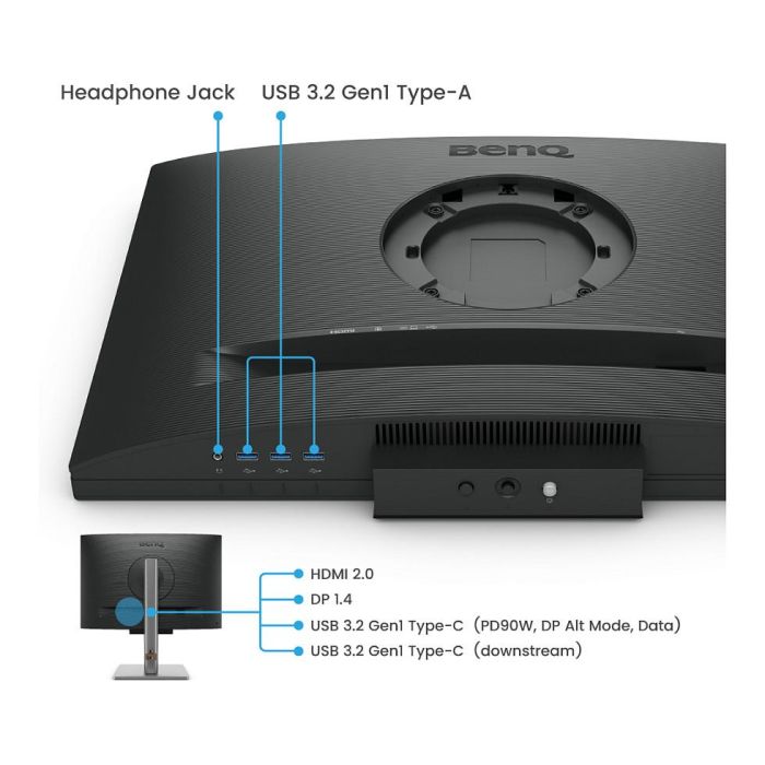 BenQ RD240Q 9H.LLXLA.TBE Monitor 24.1" IPS WQXGA (2560 x 1600), 95% P3, USB-C PD90W, 16:10 HDR10 para Programación 8